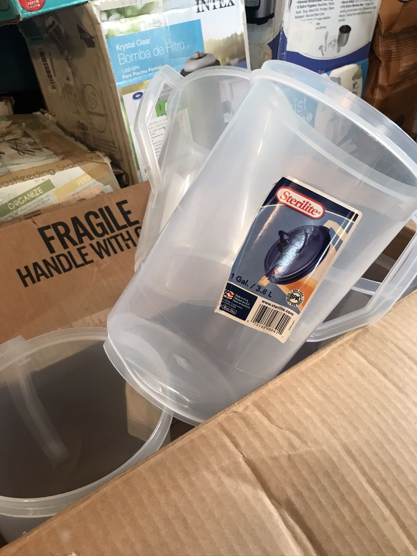 6 plastic jugs no lids
