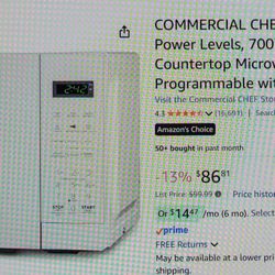 Commercial Chef 0.7 Cu Ft Microwave With 10 Power Levels, 700W
