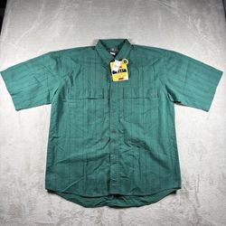 Vintage 90S Bugle Boy Shirt Men’s Large Green Khaki Pocket Button Up NWT #8F