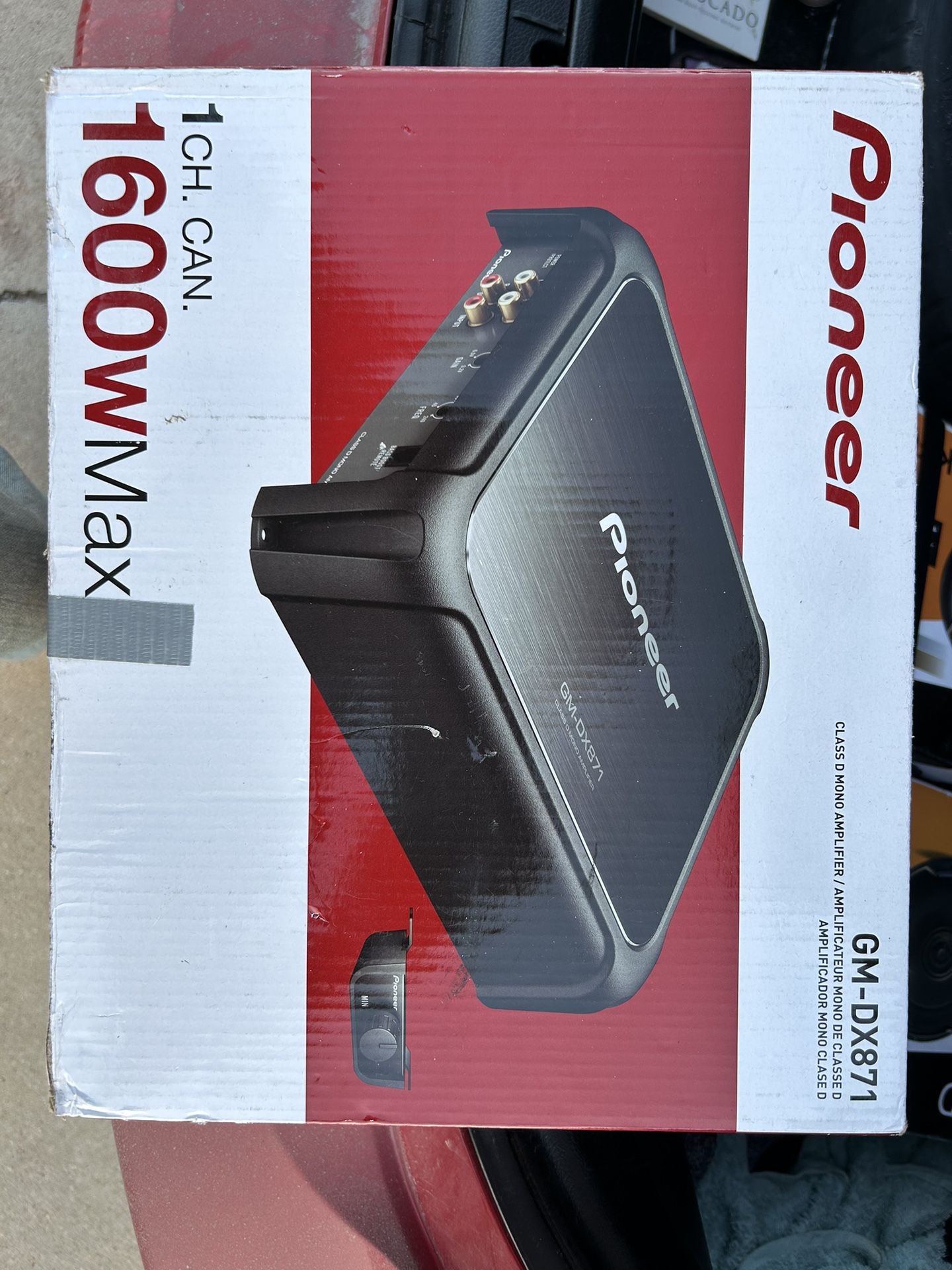 Brand New In Box 1600 Watt Pioneer Amplifier and  Four Brand New In Box 320 Watt 6 1/2 Inch Speakers