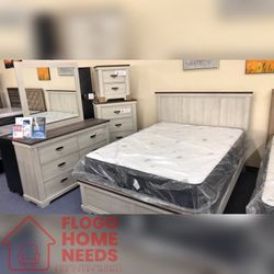 5 Pieces King & Queen Bed Set