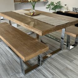 Dining Table with Benches set
