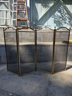 Heavy Brass 4-Panel Folding Fireplace Screen / Spark Guard – $75 OBO