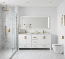 Vanity 72 “ white , blue and gray