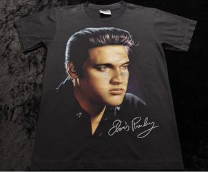 Mens Medium Vintage Y2k Elvis Presley King of Rock Tshirt