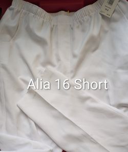 New Womens W/Tags White Dress Pants By Alia 16S. Elastic Waist 32-42 x 28 For Petite. 100% Polyester, Missy, Retail $38 East Or West