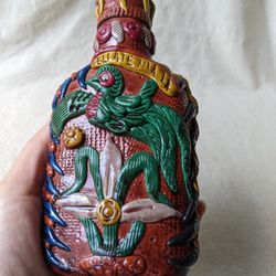 Exotic Quetzal Bird Wine Bottle 3D Art Clay Glass Flask