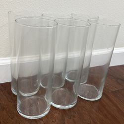 6 Tall Clear Glass Vases
