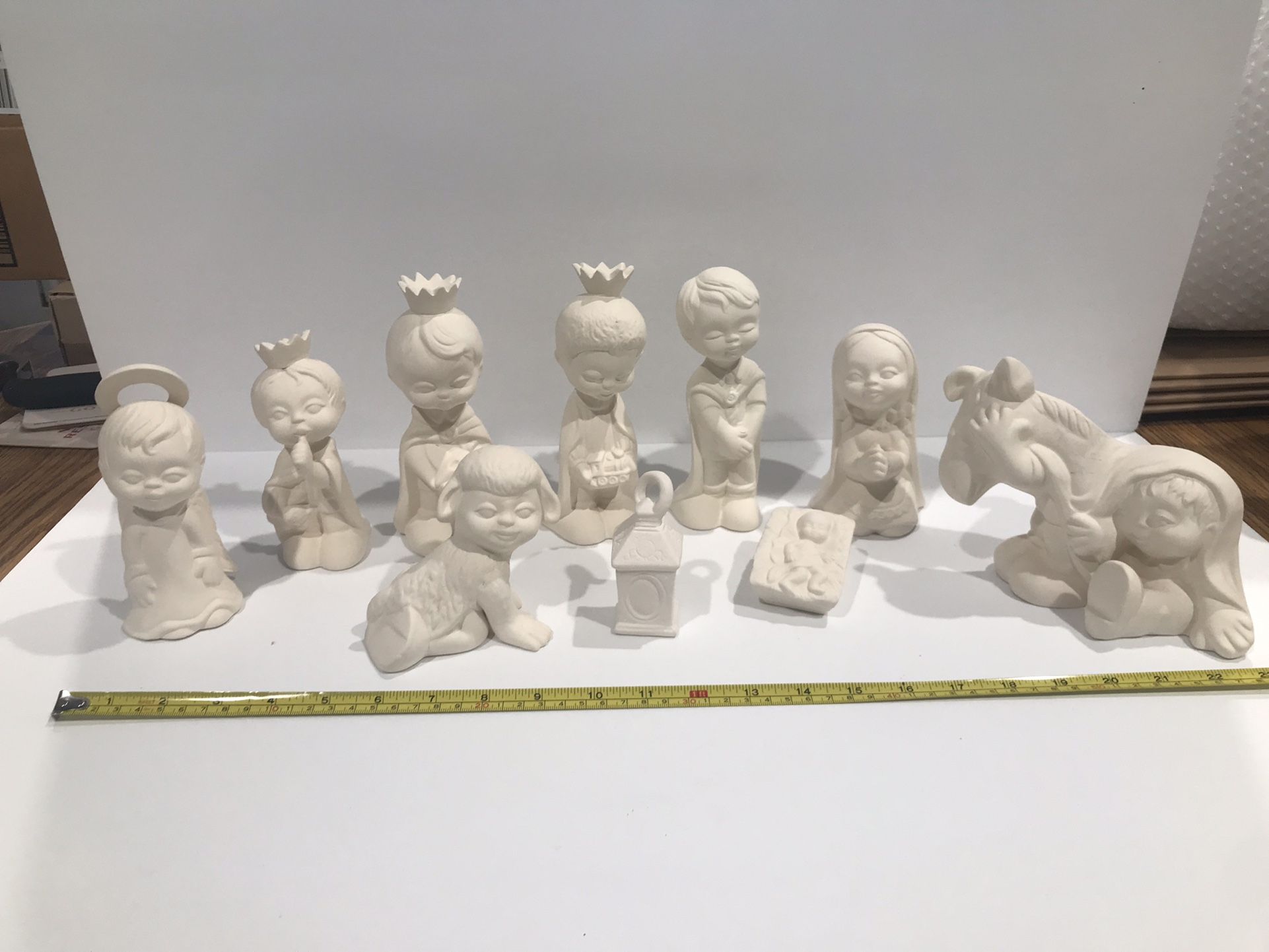 10 Piece Ceramic Bisque Nativity Set