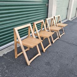 Vintage 1970s Scandinavian Beechwood Folding Chairs Dining Chairs Mid Century Danish Retro