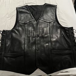 4Xl Deadwood Men's Motorcycle Western Style Leather Vest