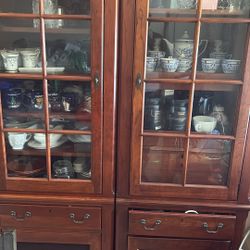 Real Wood 2 Piece China Cabinets 