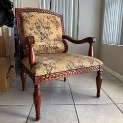 Chair Oversized Big Wide Wood fabric traditional