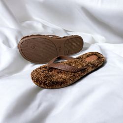 UGG Australia Brown Fur Women’s Flip Flops Sz 7M
