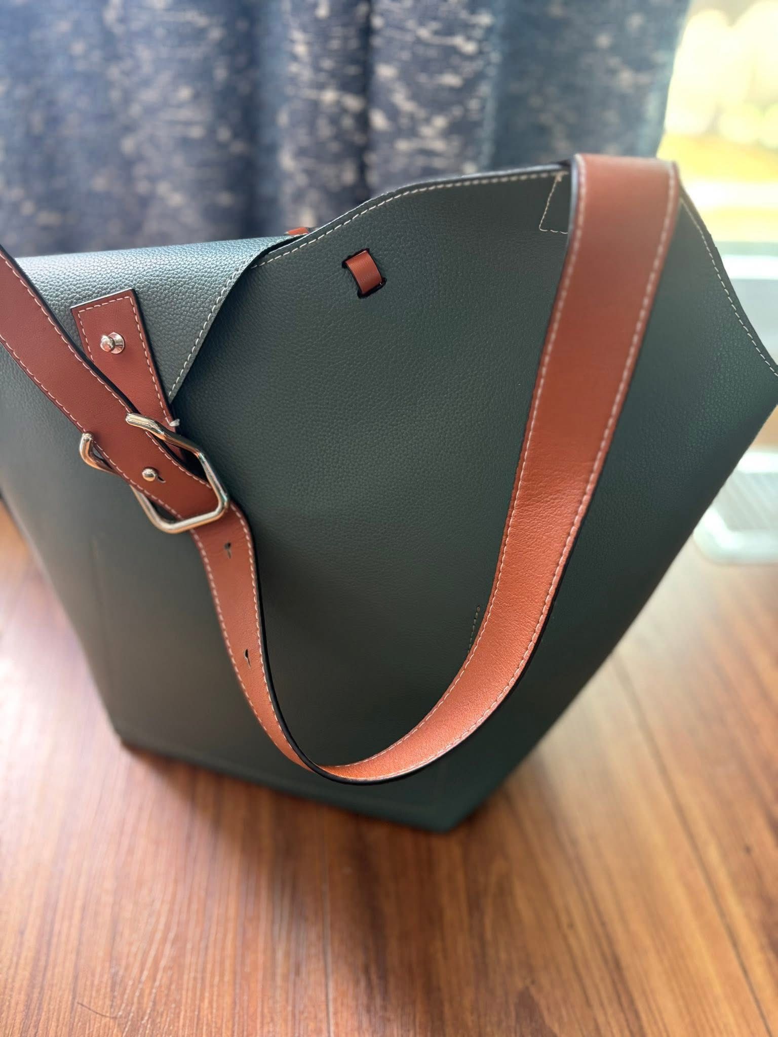 Genuine Leather Cholet Two-Tone Medium Tote 