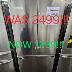 LG 27CF COUNTERDEPTH REFRIGERATOR 1299! 0 DOWN 0% FINANCING! 1YR WARRANTY! 48HR DELIVERY! 0 DOWN 0% FINANCING!