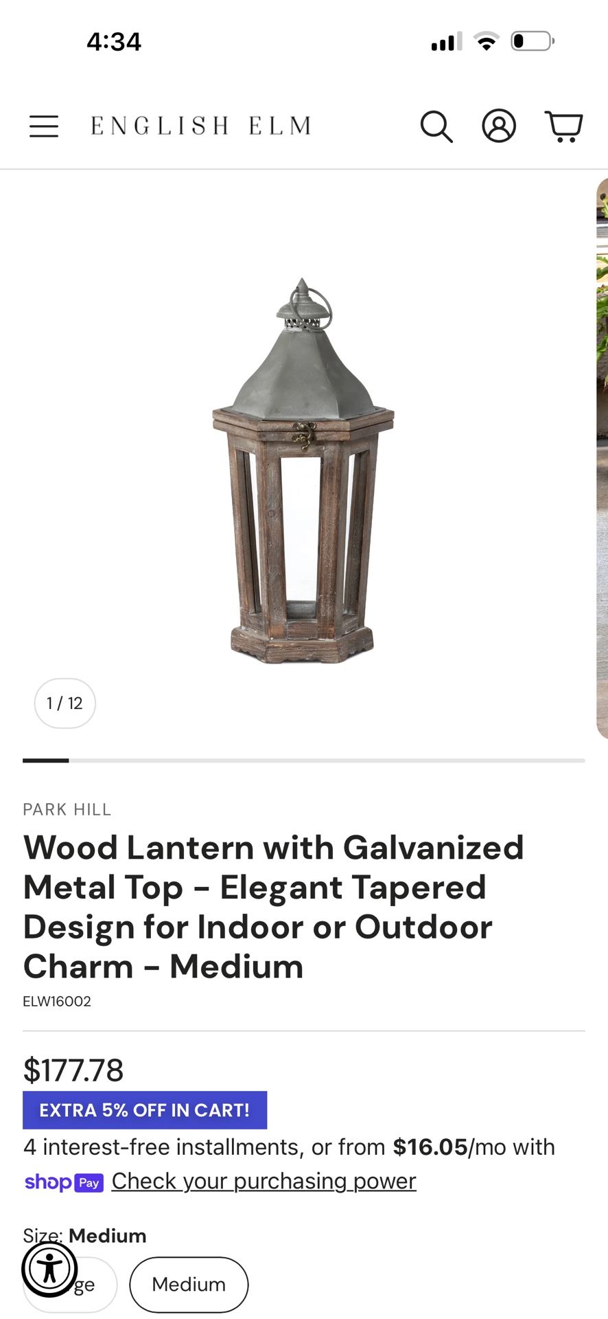 Pottery Barn Park Hill Lantern - Thumbnail 5