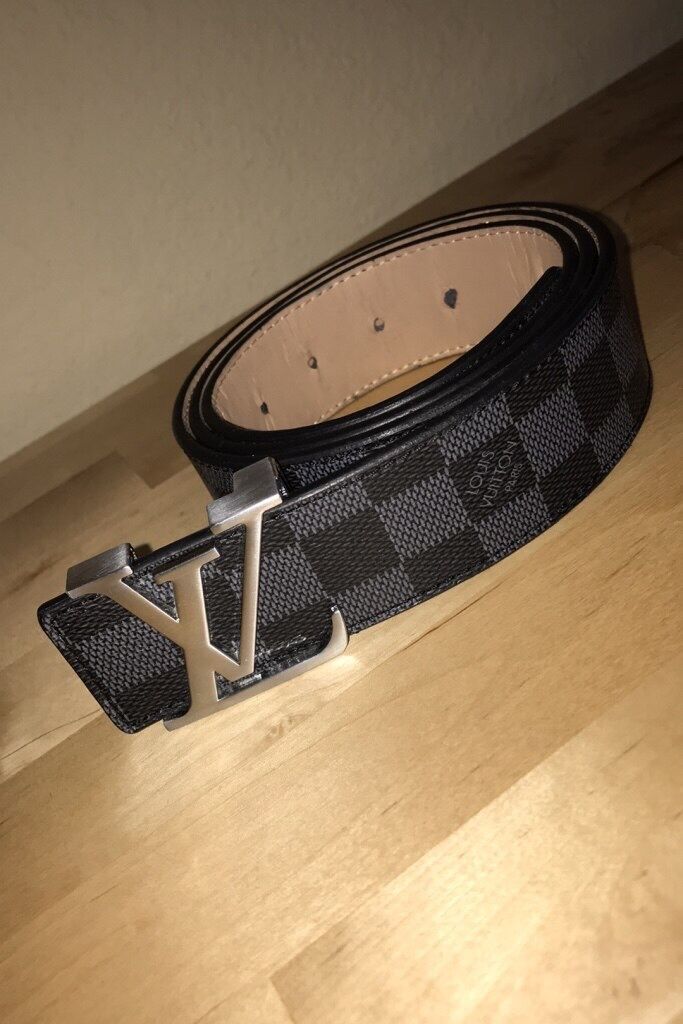 Louis Vuitton Black Belt Silver Buckle