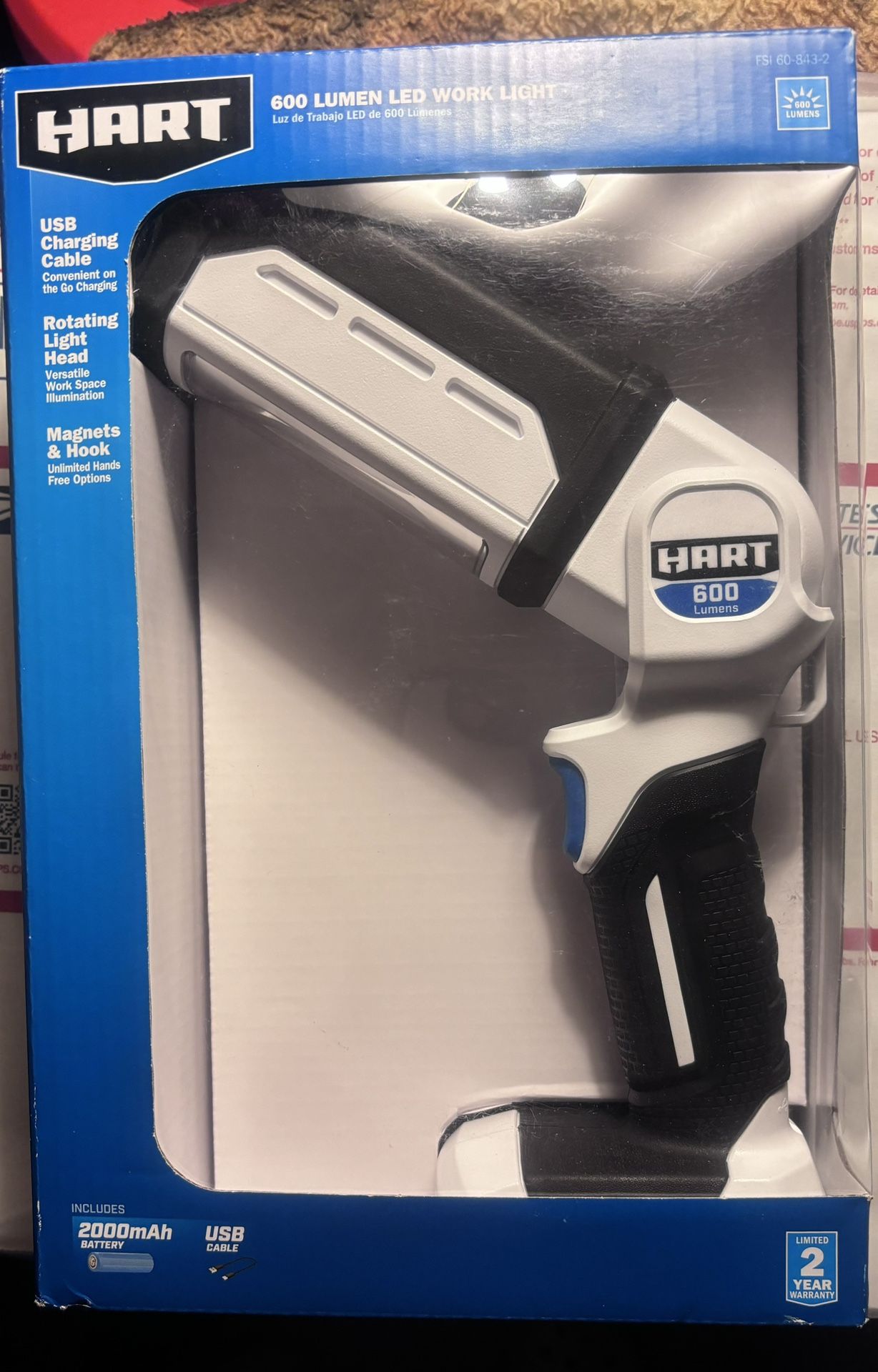 HART Mechanics Rechargeable LED Work Light with Magnetic Base and rotating head