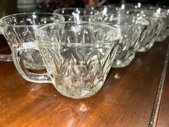 Vintage Anchor Hocking "Crown Point" Clear Pressed Glass Cups – Set of 10