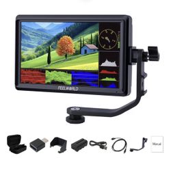 FEELWORLD S55 V3 6-Inch Camera DSLR Field Monitor with F550 Battry 2200mAh and Case, 1920x1080P Small Full HD IPS Display, 4K HDMI in/Out 3D LUT Video