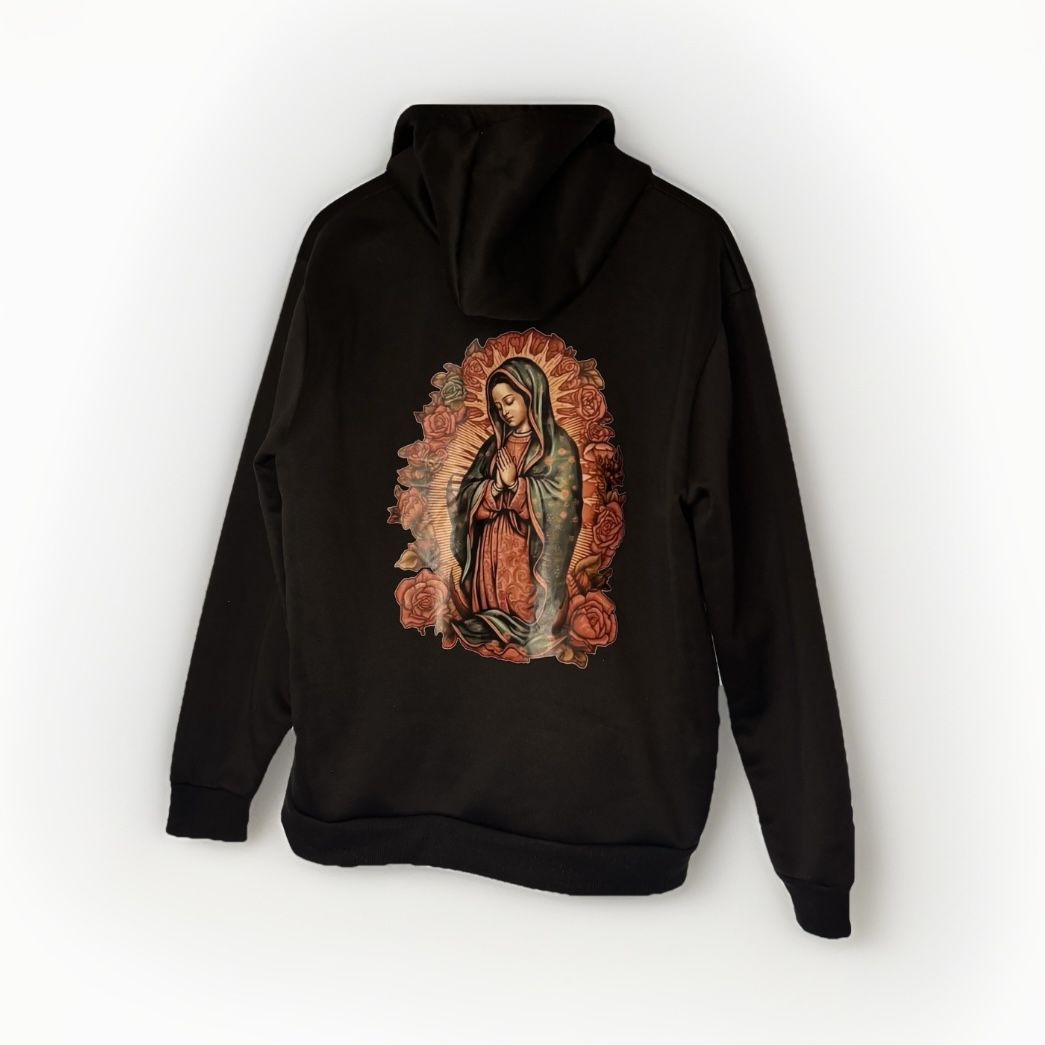 Guadalupe Hoodie Unisex Size Large Black pullover Sweatshirt