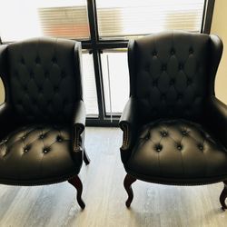 Two Leather Executive Black Chairs 