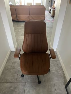 Brown High-Back Leather Office Chair