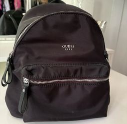 GUESS Backpack Black Nylon Logo Adjustable Strap Zipper Women's Bag
