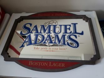 Sam Samuel Adams Boston Lager Brewer Patriot Bar Man Cave Mirror Sign