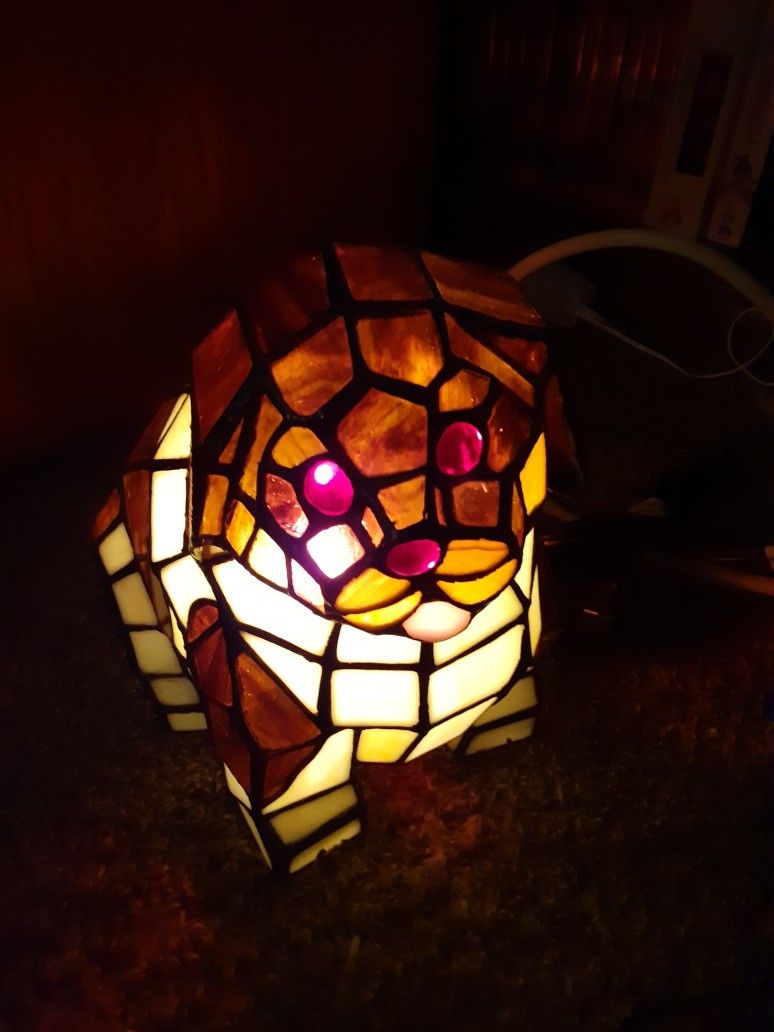 Stained Glass Puppy Dog Light Lamp