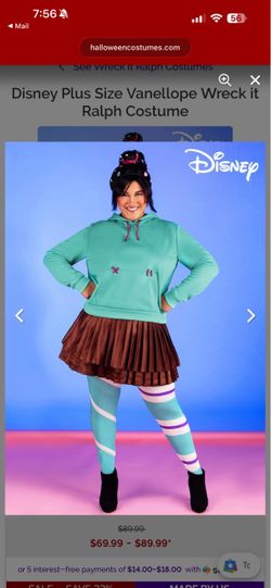 Vanellope costume size 3x