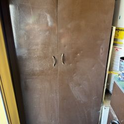 Brown Metal Garage Storage Cabinet Shelving Unit 