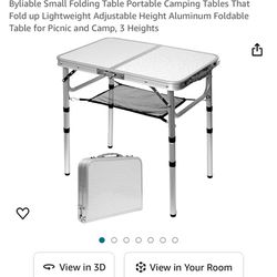 Byliable Small Folding Table Portable Camping Tables That Fold up Lightweight Adjustable Height Aluminum Foldable Table for Picnic and Camp, 3 Heights