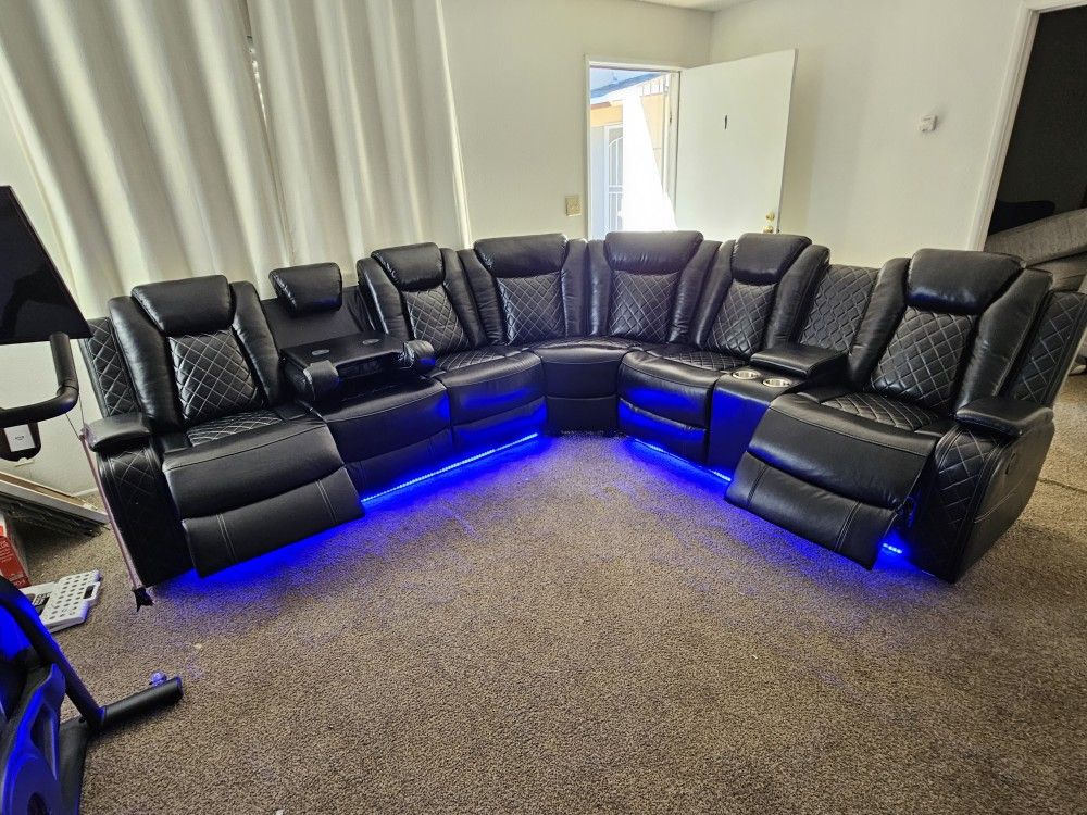Brand New Sectional 3 Pcs Power W/ LED Light & Wireless Charger $1599
