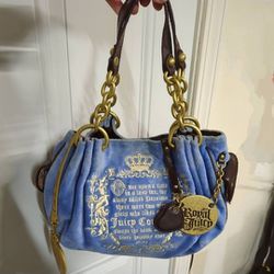 Juicy Couture Y2K Blue Fairytale Velour Hobo Shoulder Bag