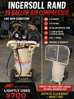 Ingersoll Rand Garage Mate Single-Stage Portable Electric Air Compressor 2 HP, 20 Gal., 5.5 CFM