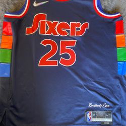New With Tags Mens NIKE  Philadelphia 76ers #25 SIMMONS  Brotherly Love Edition Jersey 