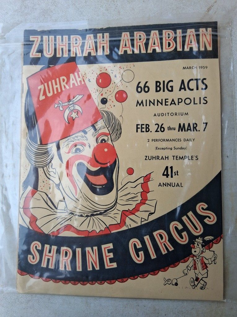 VINTAGE SHRINE CIRCUS PROGRAM
