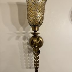 Vintage Pair Bombay Company Saffron Antique Brass Mosaic Wall Sconces *NWT*