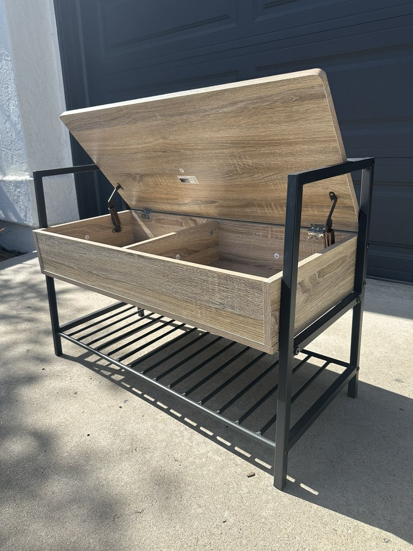 Storage Bench With Shoe Rack For Entryway