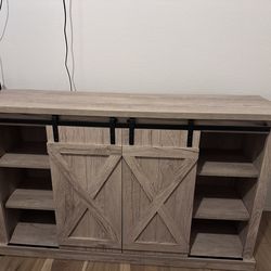 Entertainment Center, Light Brown,  Farmhouse