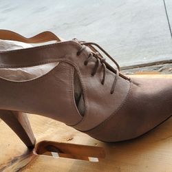 Taupe  Lace Up Heels 