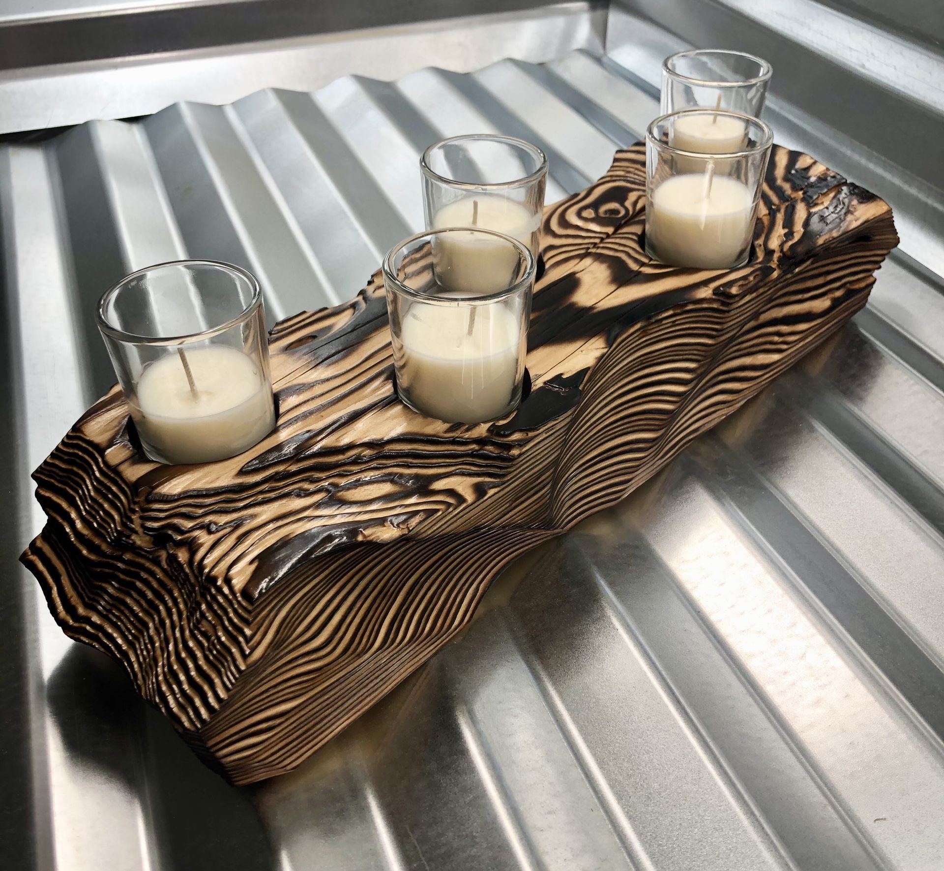 Shou Sugi Ban Votive Candle Holder