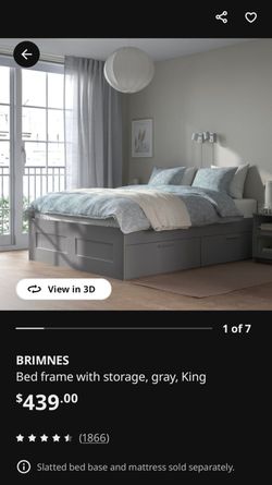 IKEA King ,Grey, Brimnes Bed
