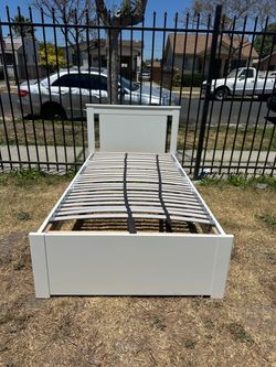 White ikea twin bed frame