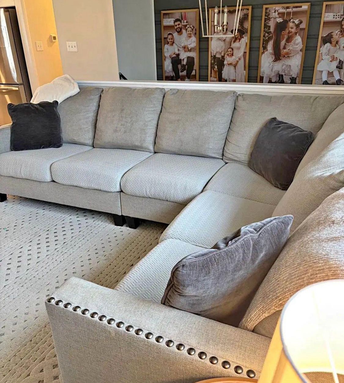 Cream stuffed sectional / couch / sofa - Will deliver