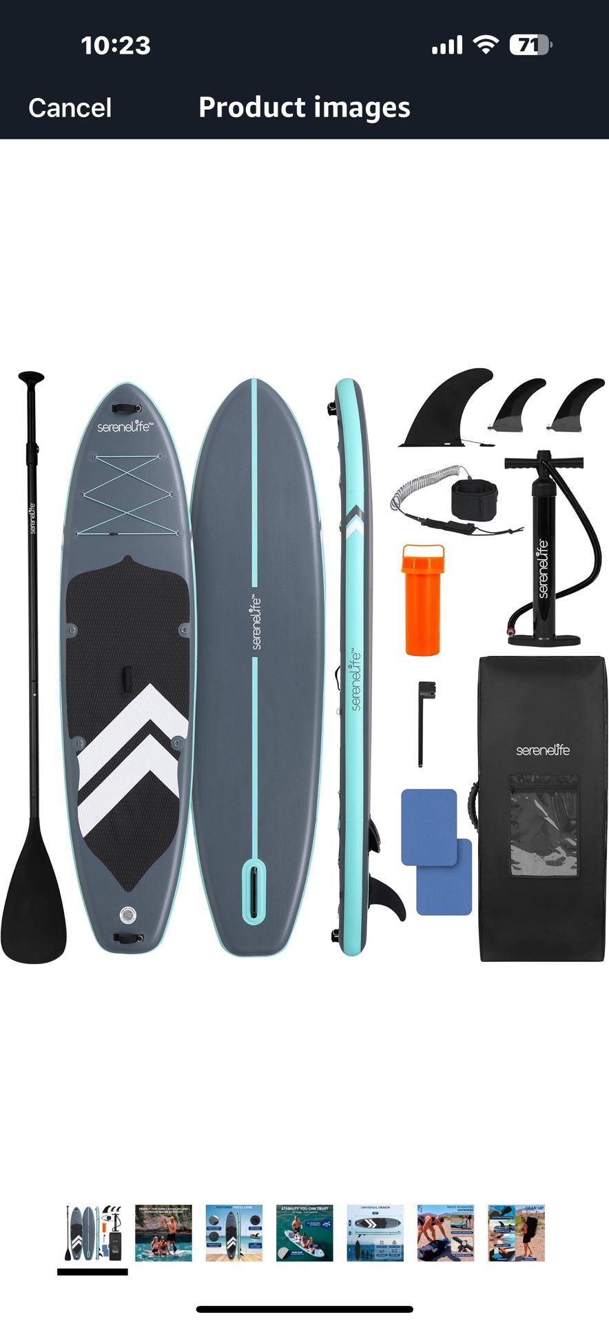 SereneLife 11’6” Inflatable SUP - Family Stand Up Paddle Board for 2 Adults and One Child - 35” Wide Stable Design with Non-Slip EVA Deck Pad, Premium