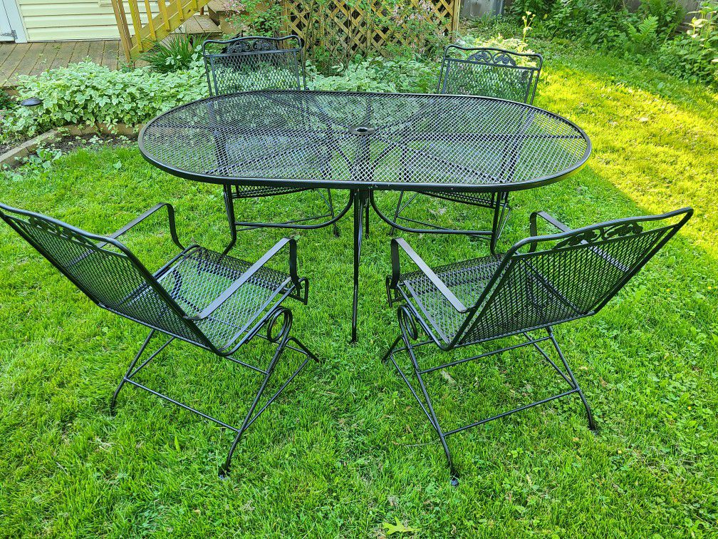 Wrought Iron Table and Chairs - Black