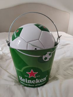 Heineken Official Beer of Soccer Metal Ice Bucket with Promo Soccer Ball Set